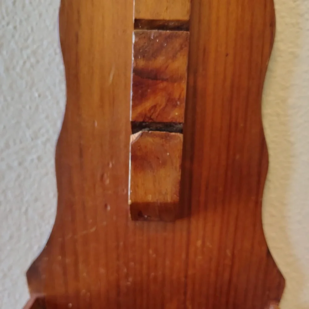 Vtg Wooden Mail Holder Sorter Letter Holder MCM Wall Mount W/ Brass Key Hooks